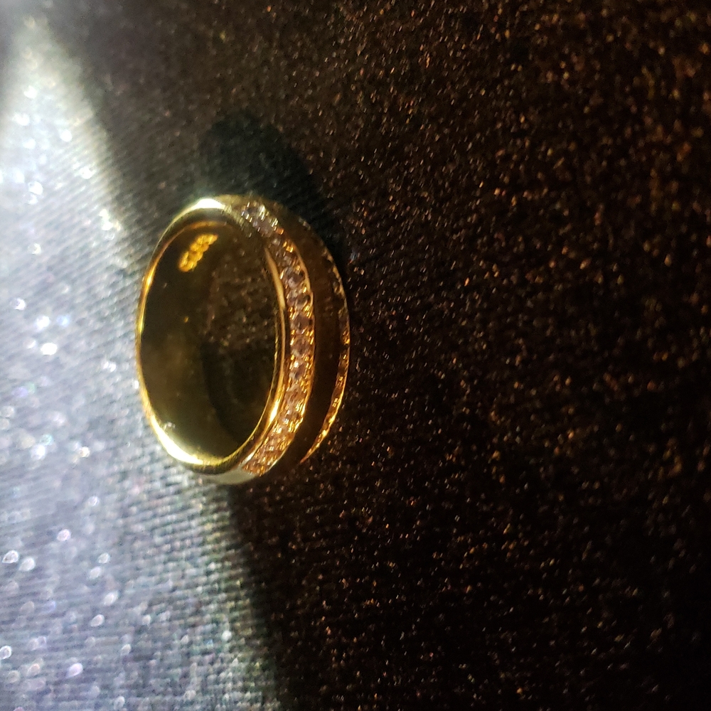 Women sterling silver ring with with 14k plated stamped